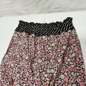 Roxy Floral Sleeveless Top Womens‎ XS Black Pink Smocked Bell Charms